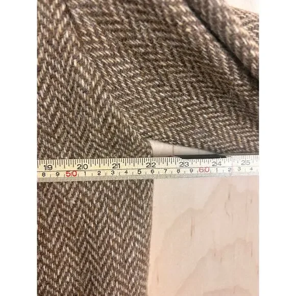 Lauren Ralph Lauren Wool Coat Brown Herringbone Button Front Women’s M - Picture 5 of 11